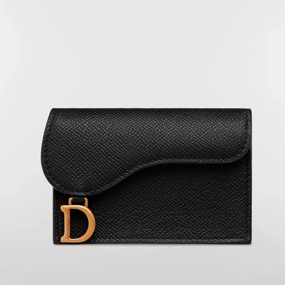 DIOR Black Saddle Bloom Card Holder